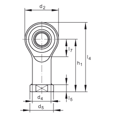 桿端軸承 GIKSL6-PS, 根據(jù) DIN ISO 12 240-4 標(biāo)準(zhǔn)，特種鋼材料，帶左旋內(nèi)螺紋，免維護(hù)