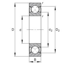 深溝球軸承 6205-C-2Z, 修正的內(nèi)部結(jié)構(gòu)（C 代），根據(jù) DIN 625-1 標(biāo)準(zhǔn)的主要尺寸，兩側(cè)間隙密封