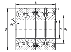 推力角接觸球軸承 ZKLN5090-2RS-2AP, 配對(duì)，雙向，兩側(cè)唇密封