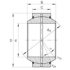 關(guān)節(jié)軸承 GE280-FO-2RS, 根據(jù) DIN ISO 12 240-1 標(biāo)準(zhǔn), 需維護(hù)，兩側(cè)唇密封