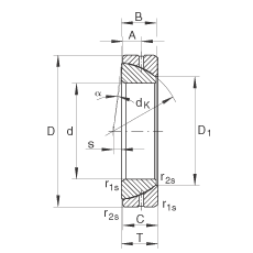 角接觸關節軸承 GE110-SX, 根據 DIN ISO 12 240-2 標準，需維護