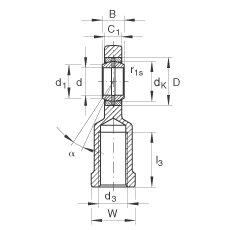 桿端軸承 GIL12-DO, 根據(jù) DIN ISO 12 240-4 標準，帶左旋內(nèi)螺紋，需維護