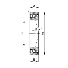 主軸軸承 HSS7024-C-T-P4S, 調(diào)節(jié)，成對(duì)安裝，接觸角 α = 15°，兩側(cè)唇密封，非接觸，加嚴(yán)公差