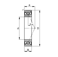 主軸軸承 HCS71910-E-T-P4S, 調節，成對或單元安裝，接觸角 α = 25°，兩側唇密封，非接觸，限制公差