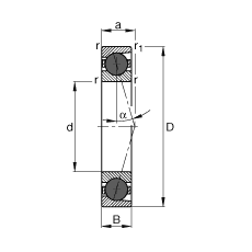 主軸軸承 HCB71918-C-T-P4S, 調(diào)節(jié)，成對或單元安裝，接觸角 α = 15°，陶瓷球，限制公差