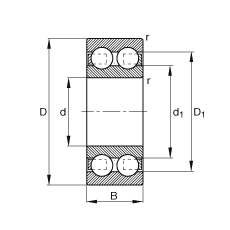 深溝球軸承 4205-B-TVH, 根據(jù) DIN 625-3 標(biāo)準(zhǔn)的主要尺寸，雙列