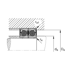 主軸軸承 HCB71926-C-2RSD-T-P4S, 調節，成對或單元安裝，接觸角 α = 15°，陶瓷球，兩側唇密封，非接觸，限制公差